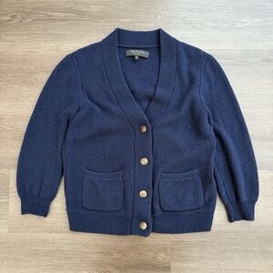Rag & Bone Navy Blue 100% Wool Knit Cardigan Sweater‎ Size Medium Women's